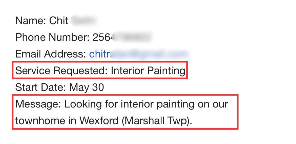 Real lead: interior painting request